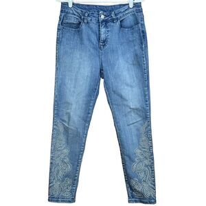 Women's Soft Surroundings Slim Ankle Riley Embellished Blue Jean's Size 8P